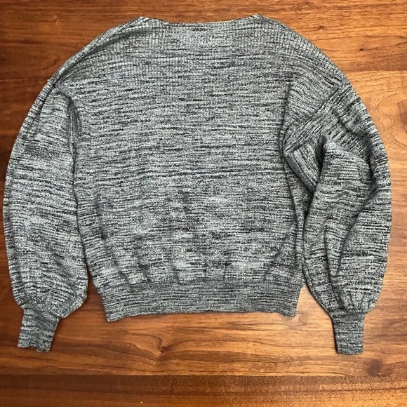 Free People Cropped Oversized Shimmery Sweater Deep V Neckline - Picture 5 of 8